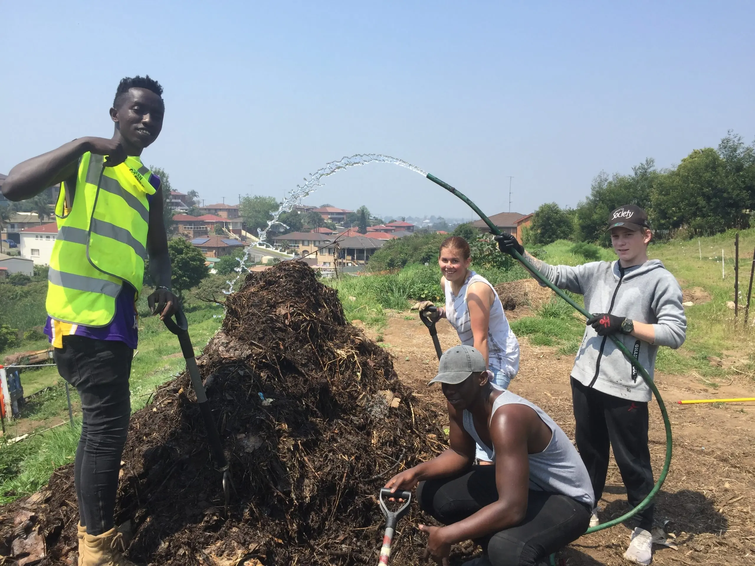 Youth working at the Green Connect Farm