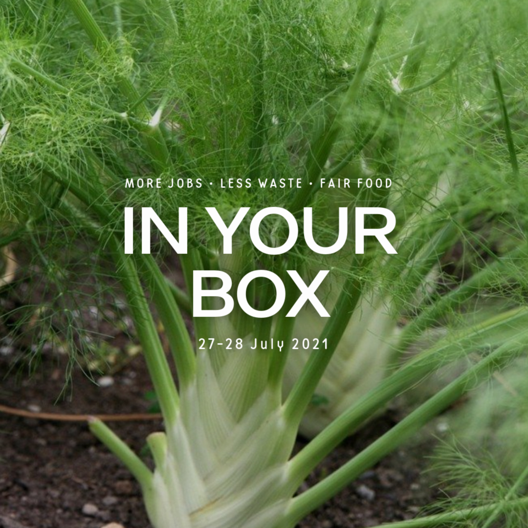 fennel in background with 'in your box 27-28 July 2021''