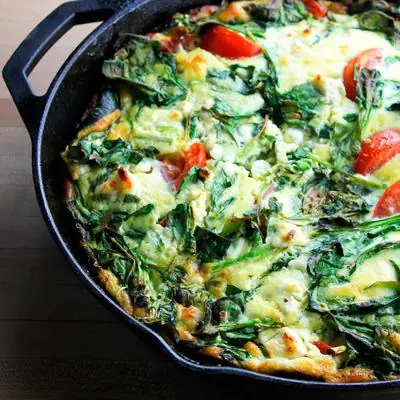 broccoleaf frittata in pan