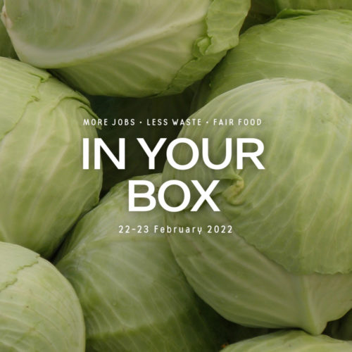 Cover photo with 'In Your Box', '22-23 February 2022' written and cabbages in background